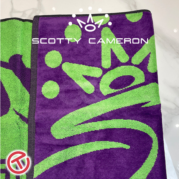 퍼플/보라/그린 스카티카메론 스크립트 골프 타월 7크라운 Scotty Golf Towel